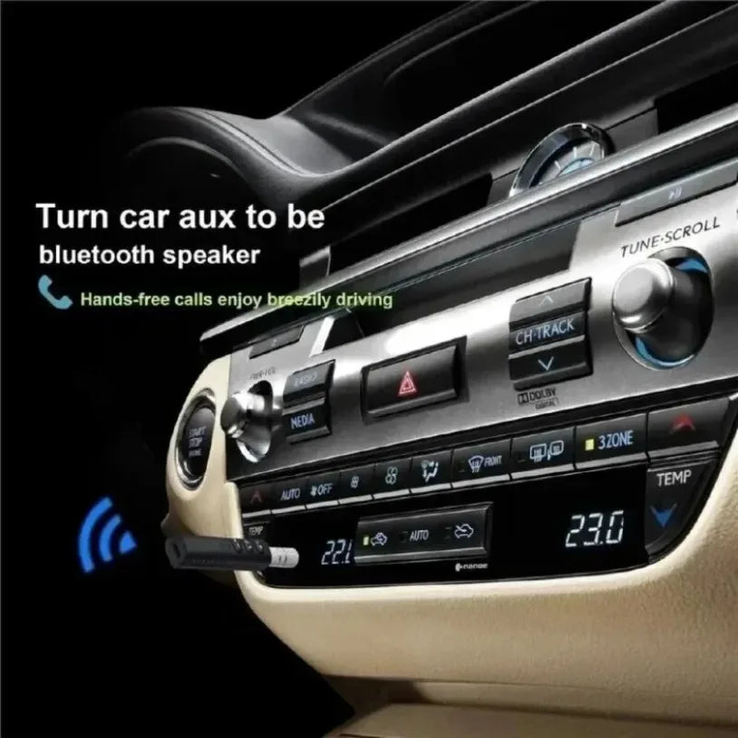 Ricevitore Bluetooth 5.0 per Auto con Jack AUX 3.5mm, Kit Audio Stereo, Trasmettitore per Altoparlanti, Adattatore Wireless con Microfono