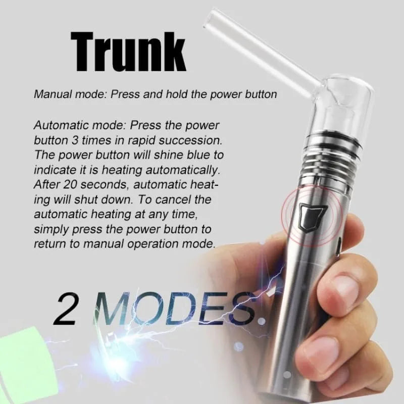 Longmada Motar Stick Vape Pen Kit con atomizzatore in vetro senza bobina al quarzo Tronco da 1300 mAh Batteria di preriscaldamento da 100 W Vaporizzatore concentrato