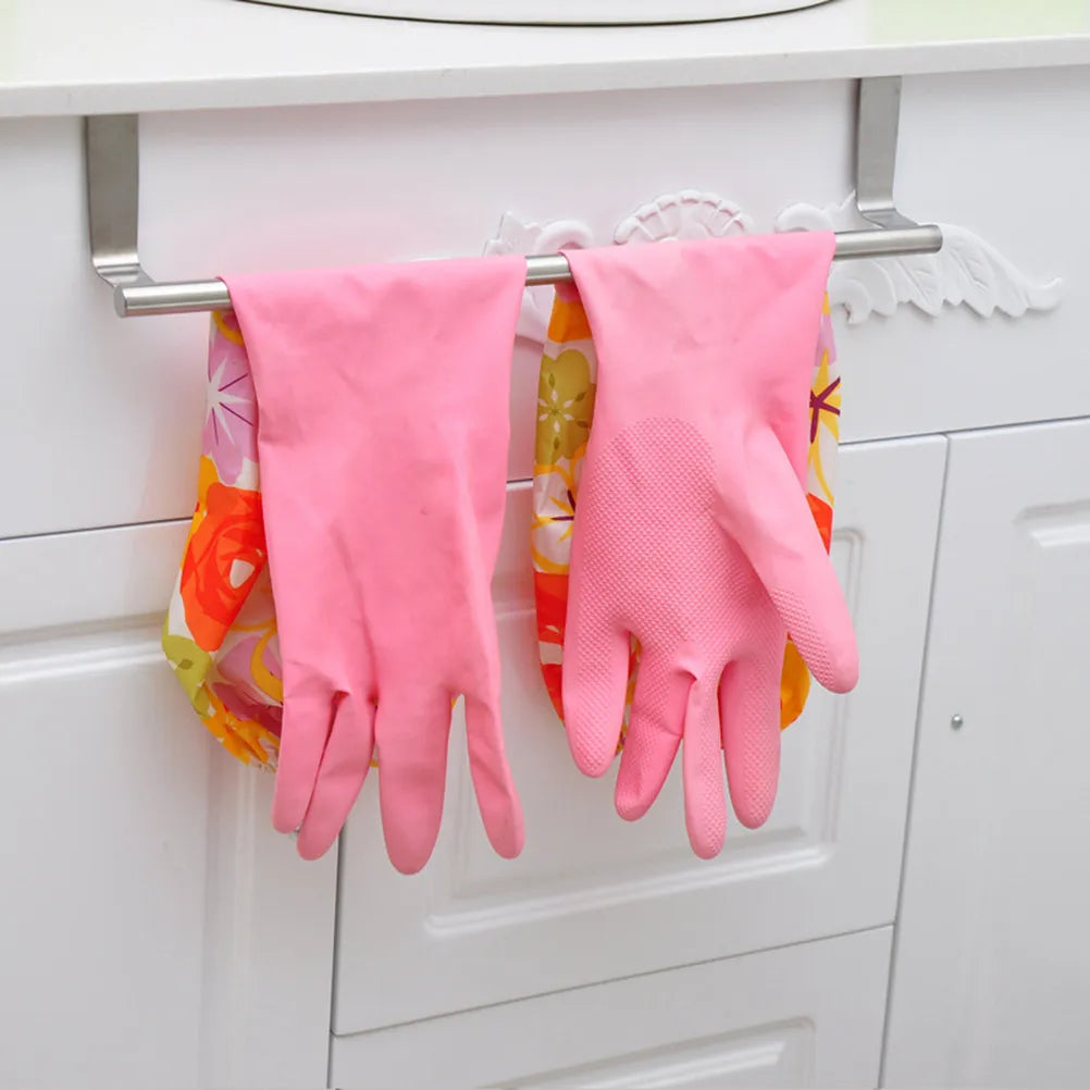 Stainless Steel Towel Hanger 1.9Cm Thick Over Door Cabinet Mount No Tools Kitchen Bathroom Dish Rack Storage Non-Absorbent