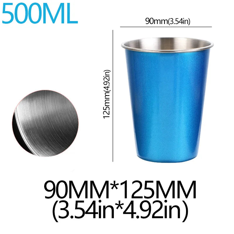 350/500ml Tazze in acciaio inossidabile Ufficio domestico Bar Cucina Bevande Bicchiere da caffè Tè Bere Boccale di birra Tazza da viaggio in metallo