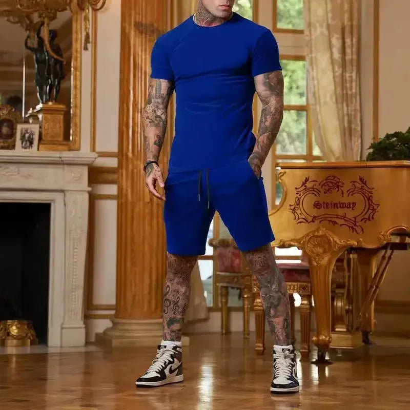 T-shirt e pantaloncini a maniche corte per abbigliamento sportivo traspirante da uomo nuovo estate 2025 set di abbigliamento popolare ad asciugatura rapida