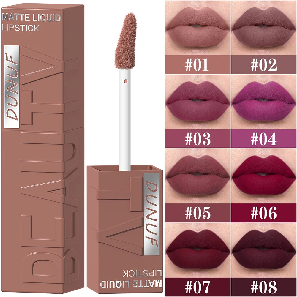 Matte Velvet Lip Gloss Long Lasting Silky Smooth Liquid Lipstick Not Easy To Fade Lipgloss Makeup Sexy Purple for Women Lip Tint