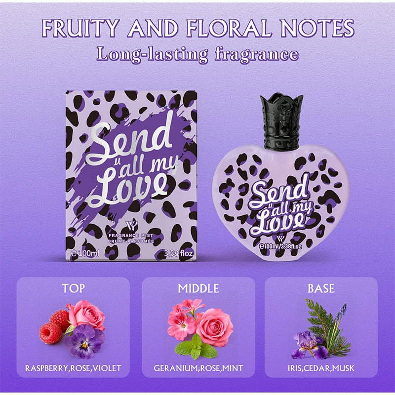 Creative Brand Unisex Heartshaped Perfume Fresh Natural Orange Berry Woody Rose Light Perfume Sweet Girlish Love Fragrance Spray