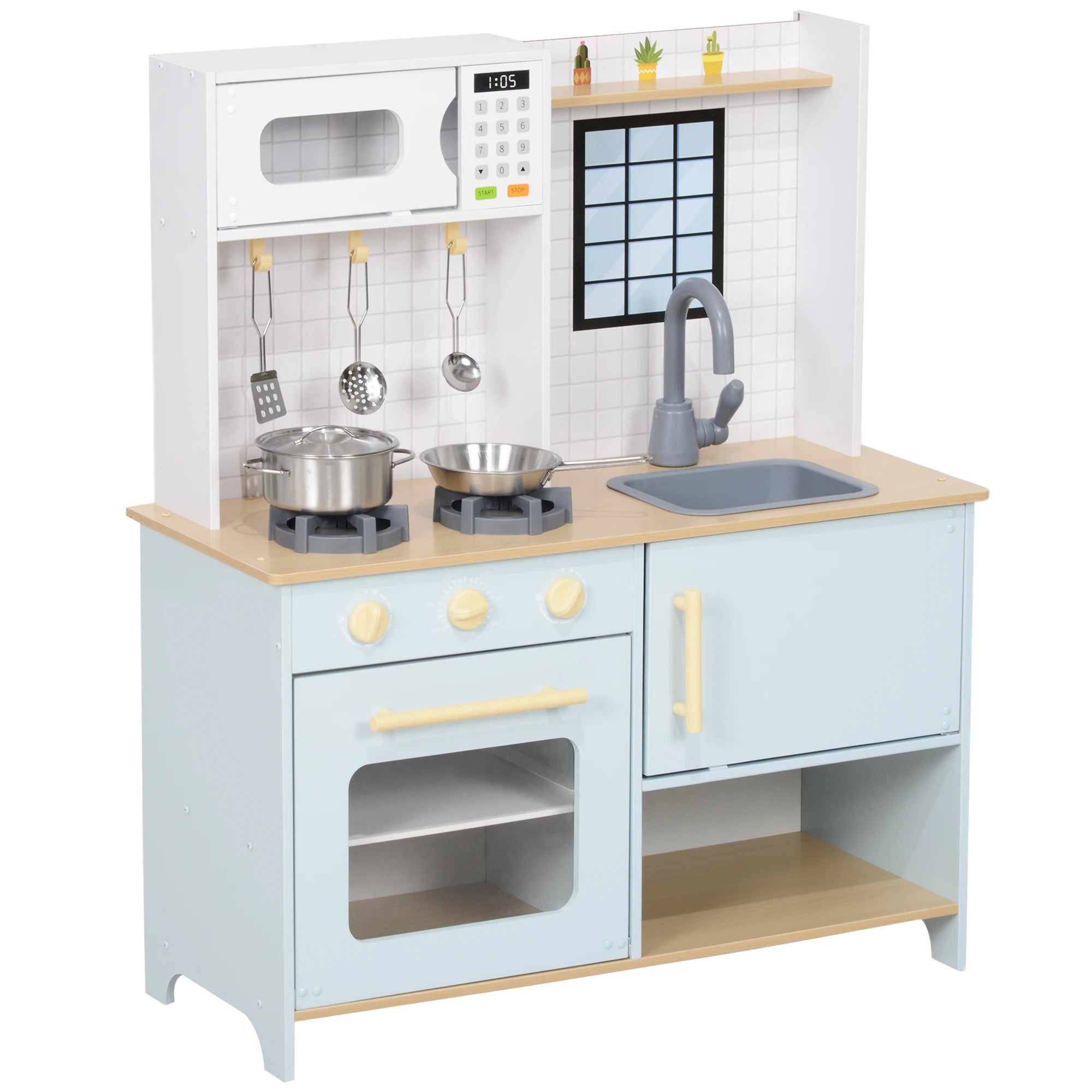 AIYAPLAY cucina per bambini cucina da gioco con forno a microonde, fornello e forno, accessori da cucina