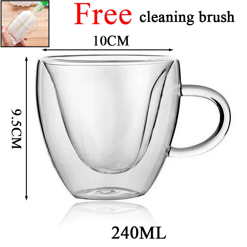 Tazza da caffè in vetro trasparente latte whisky tè birra doppio creativo resistente al calore Cocktail Vodka tazza da vino bicchiere bicchieri regalo