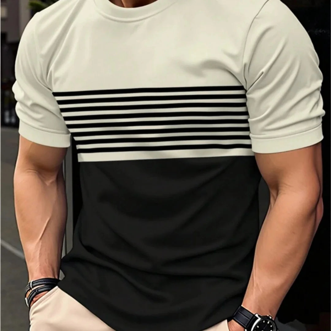 T-shirt oversize T-shirt da uomo Moda estiva Casual Girocollo Manica corta Top T-shirt da uomo stampata a righe