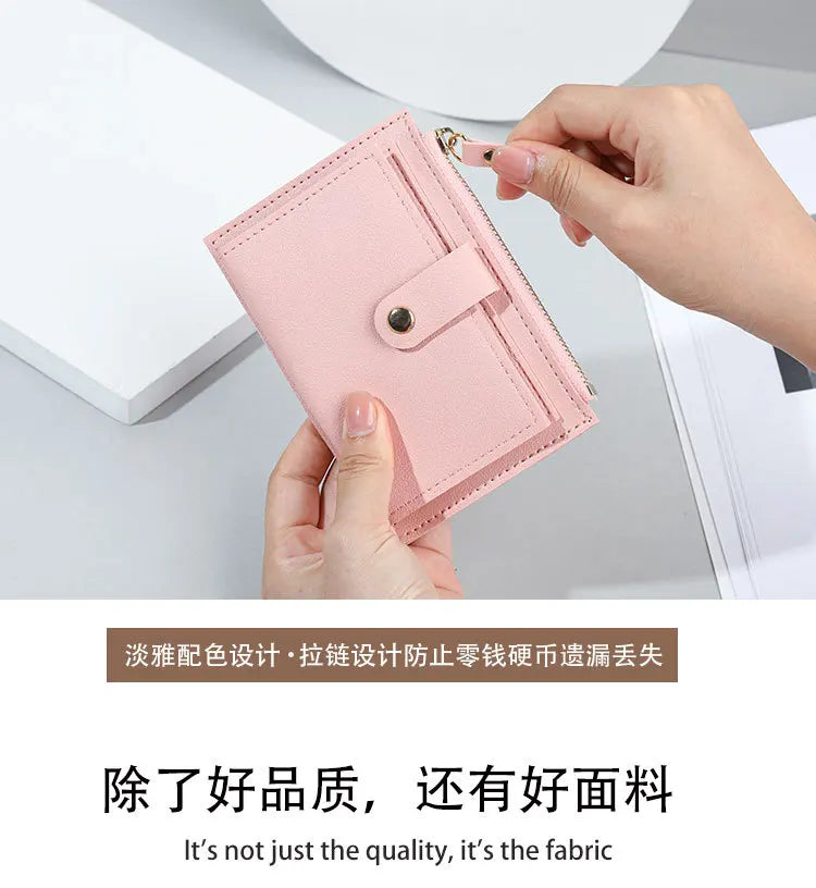 Portafogli da donna Borsa da donna in pelle PU Mini Hasp Porta carte multi-carta solida Portafogli corti Portafoglio piccolo sottile con cerniera Hasp