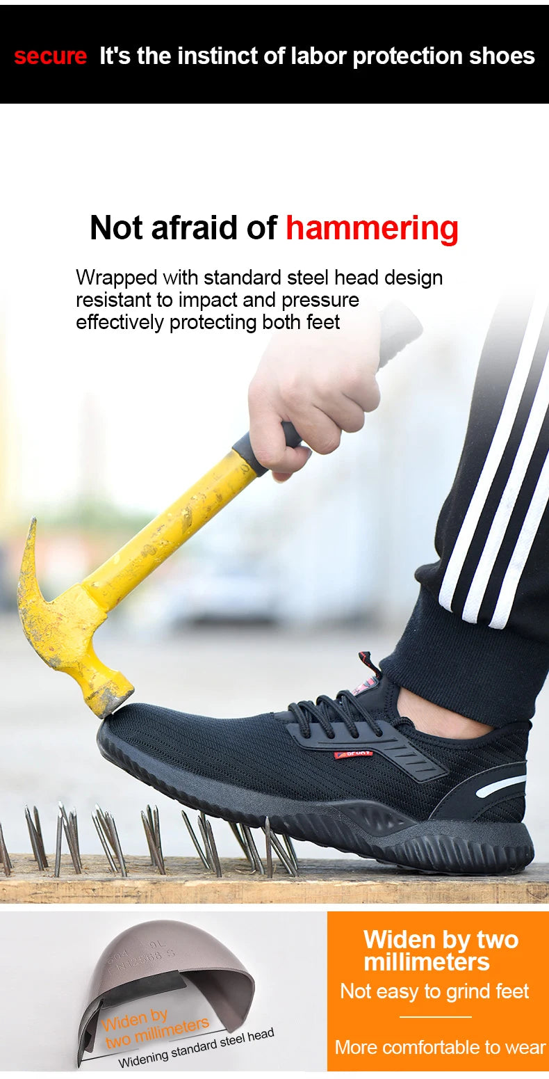 Sneakers da lavoro scarpe con punta in acciaio scarpe antinfortunistiche da uomo scarpe da lavoro antiforatura stivali moda indistruttibile calzature sicurezza