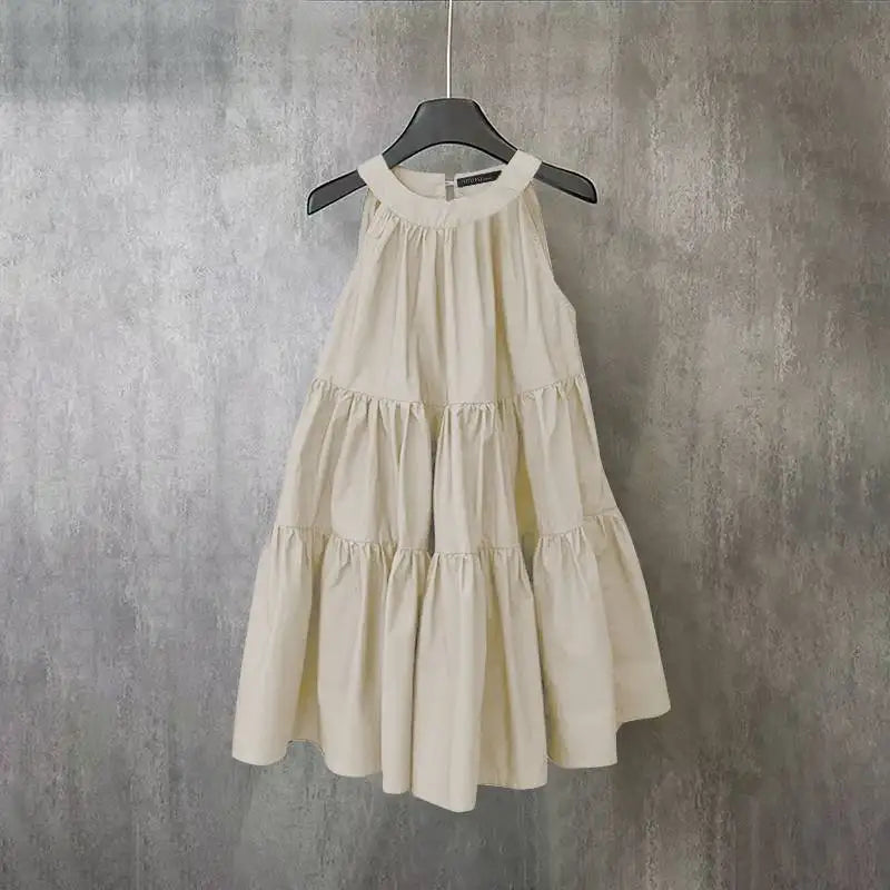 ZANZEA Abito estivo senza maniche a strati con scollo all'americana Donna Coreano con volant Patchwork Abito da spiaggia O-Collo Vestito estivo allentato Sweety Party Vestido