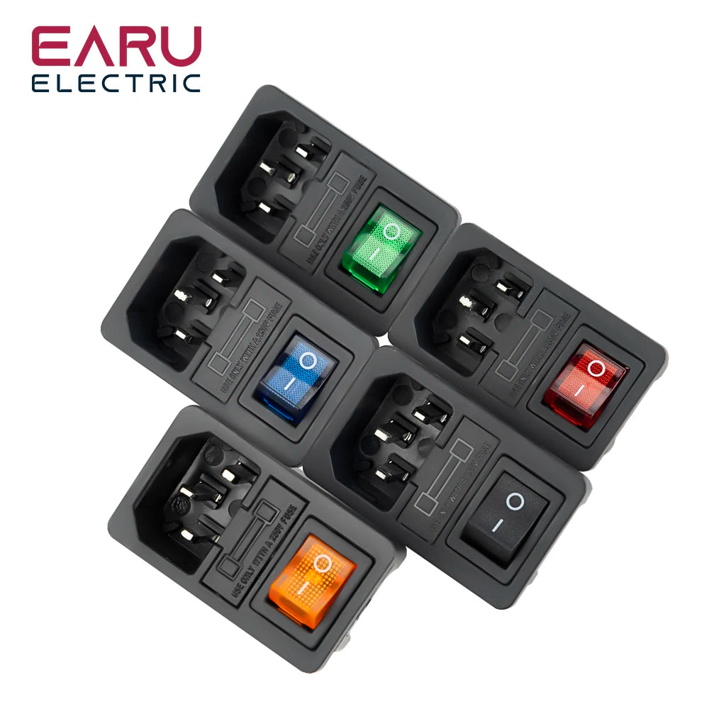 Con fusibile da 10 A! Interruttore a bilanciere rosso con fusibile IEC320 C14 Presa di alimentazione di ingresso Fusibile Interruttore Connettore Connettore Rosso Verde Blu Nero