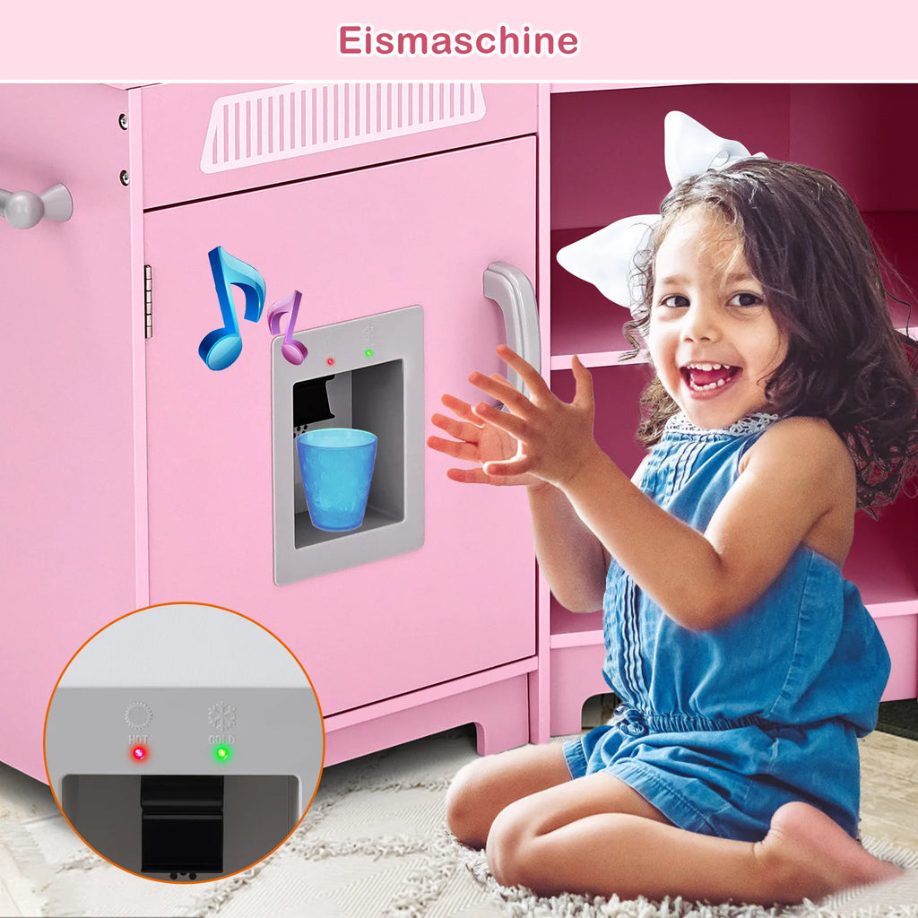 Cucina per bambini JOYLDIAS in legno, cucina giocattolo XXL ad angolo con suoni e luci, cucina giocattolo incl. accessori. Forno a microonde e forno per bambini