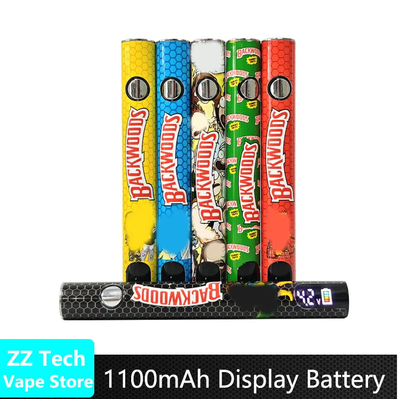 5-20 pezzi Backwoods 510 Batteria Vape Pen Display LCD Capacità 1100mAh Tipo-C 1.8V - 4.2V Sigaretta elettronica a tensione regolabile