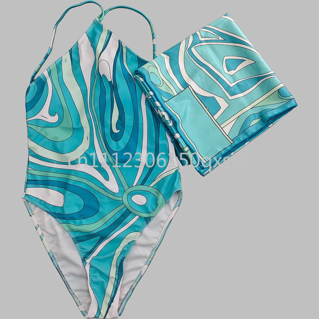 Costumi da bagno da donna rosa con foulard e logo a lettere, set bikini con foulard e fascia per capelli, abbigliamento da spiaggia