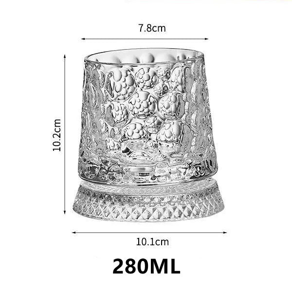 Bicchiere da whisky rotante da 280 ml Bicchiere da birra premium in cristallo creativo Tazza da liquore a rilievo con base dritta Stampo per bevande Bicchiere da vino