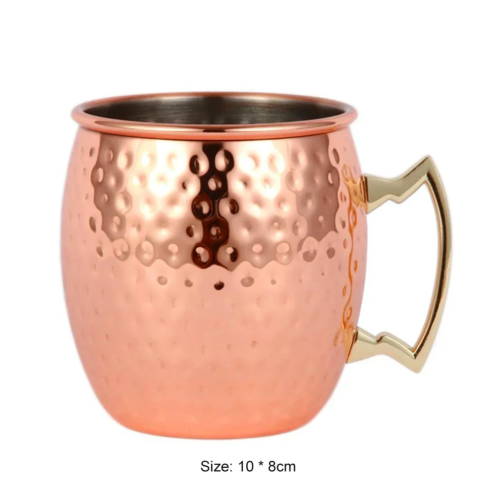 1-6PCS Cocktail Wine Cup Moscow Mule Mugs acciaio inossidabile rame placcato succo tazza di birra tazze da caffè Bar Champagne Party Drinkware