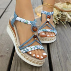 Sandali Boho Tacco Basso Intrecciati Traforati – Outdoor Donna
