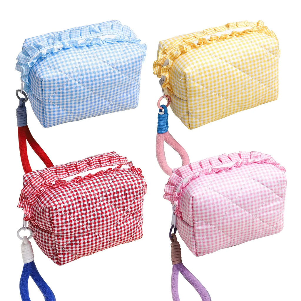 Borsa cosmetica personalizzata con griglia fresca giapponese e coreana, custodia semplice per trucco di grande capacità, borsa di bellezza di alta qualità