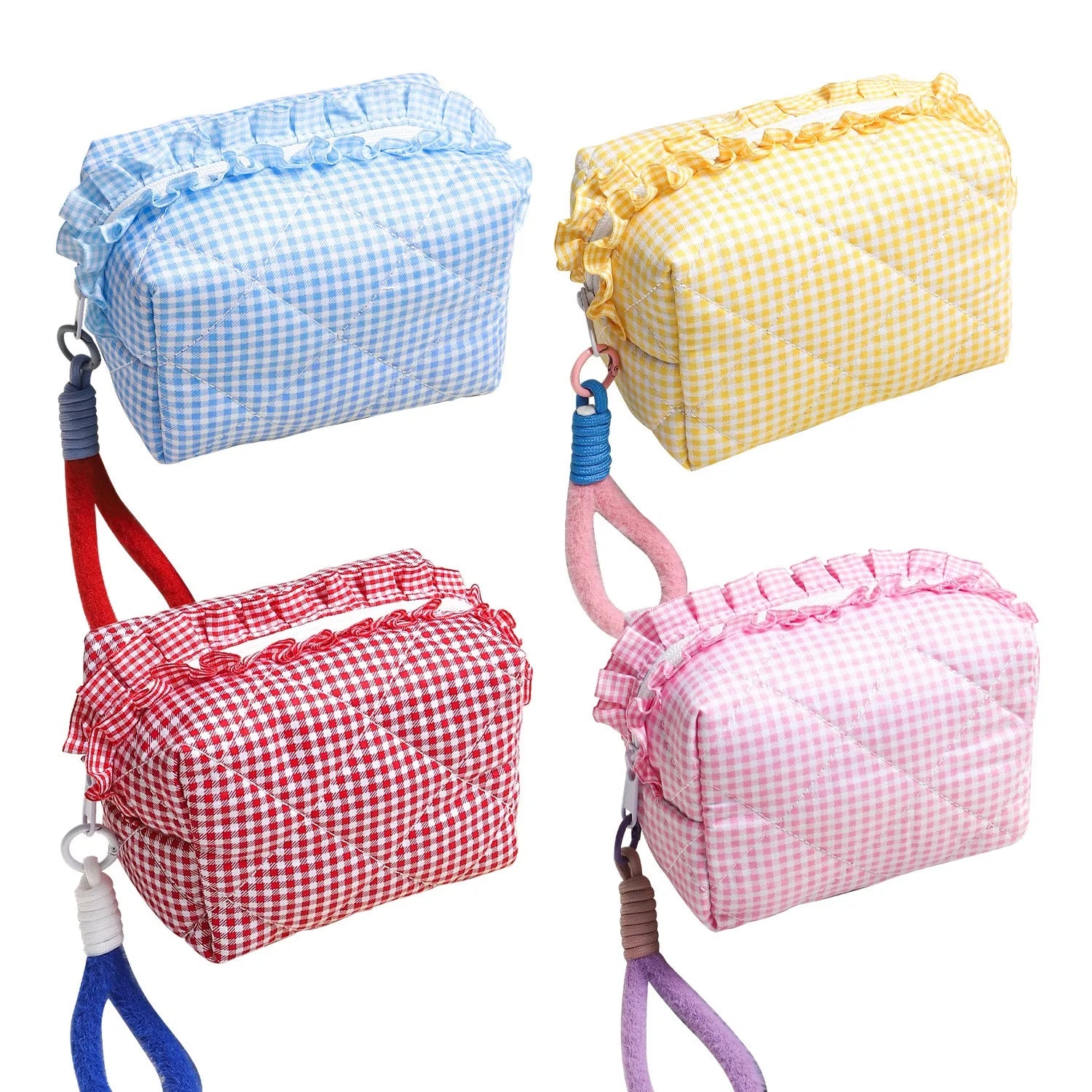 Borsa cosmetica personalizzata con griglia fresca giapponese e coreana, custodia semplice per trucco di grande capacità, borsa di bellezza di alta qualità
