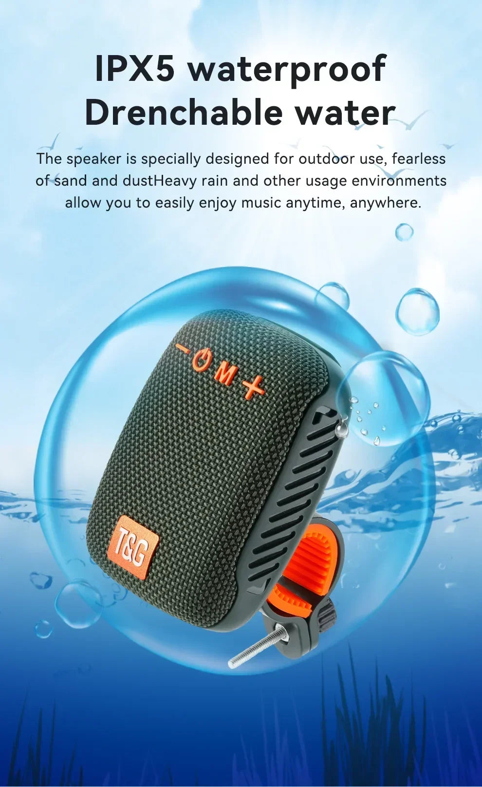TG392 Mini altoparlante Bluetooth portatile per bicicletta da esterno Radio FM impermeabile Supporta altoparlante wireless per bicicletta subwoofer TWS/TF/AUX