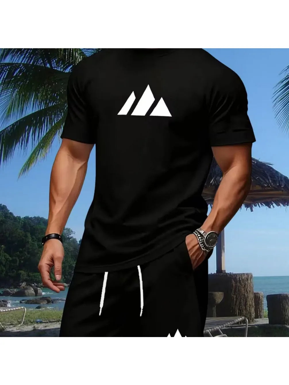 T-shirt estiva da uomo, manica corta, cotone pesante, stile coreano di tendenza, girocollo, top stampato alla moda