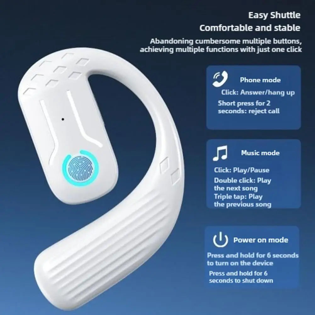 Cuffie Bluetooth wireless con gancio per l'orecchio per musica sportiva Batteria universale a lunga durata Auricolare con gancio per l'orecchio singolo