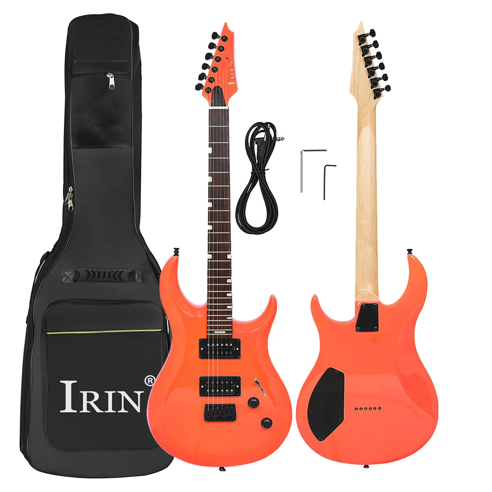 NUOVA chitarra elettrica IRIN 24 tasti 6 corde corpo Oguman manico in acero Guitarra elettrica colorata con cavo di collegamento chiave borsa