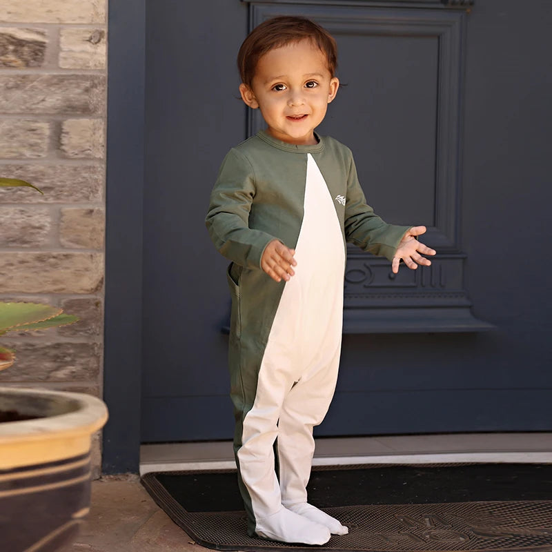 AA-SS26 Set Abito Shabbos Verde Beige Coordinato Famiglia Abbigliamento Bambini Vestiti con Fiocco Stampa Foglie d'Ulivo Set per Ragazzi Tutina per Neonati