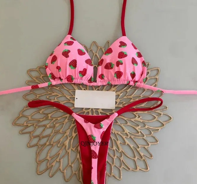 Nuovo bikini da donna con stampa divisa, costumi da bagno, perizoma alla moda, per le vacanze al mare