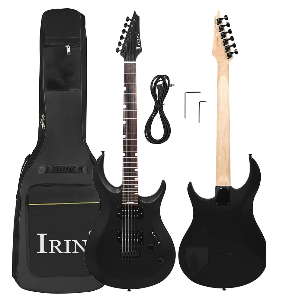 NUOVA chitarra elettrica IRIN 24 tasti 6 corde corpo Oguman manico in acero Guitarra elettrica colorata con cavo di collegamento chiave borsa