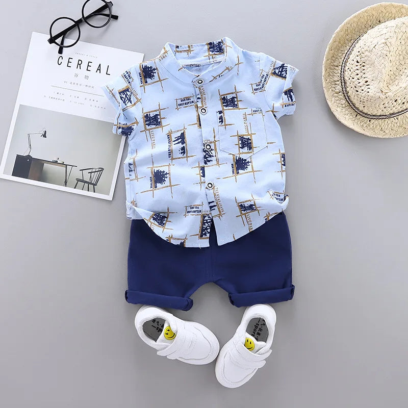 Vestito da neonato di moda vestiti Casual estivi Set Top Shorts 2 pezzi Set di abbigliamento per bambini per ragazzi abiti per neonati vestiti per bambini