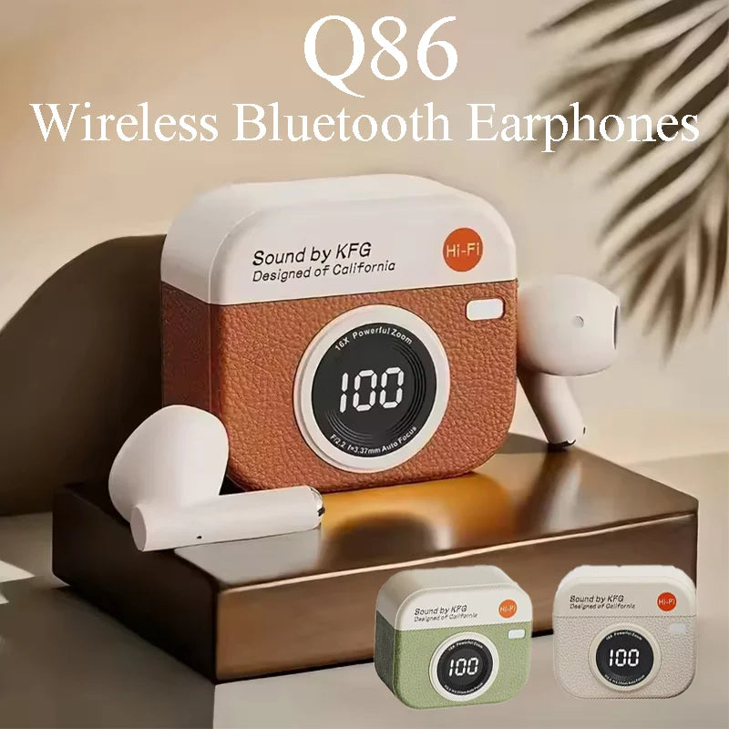 Q86 Tws Auricolari wireless Riduzione del rumore Sport Musica con microfono Hi-Fi Bass Hd Voice Auricolari Bluetooth con display a LED