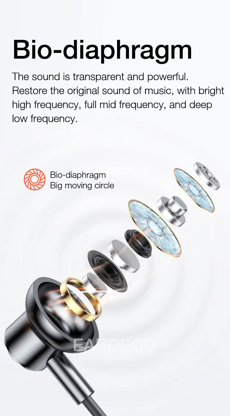 EARDECO 100 ore Endurance cuffie Wireless Bass In-ear Bluetooth cuffie auricolari musica Sport auricolare con microfono Stereo
