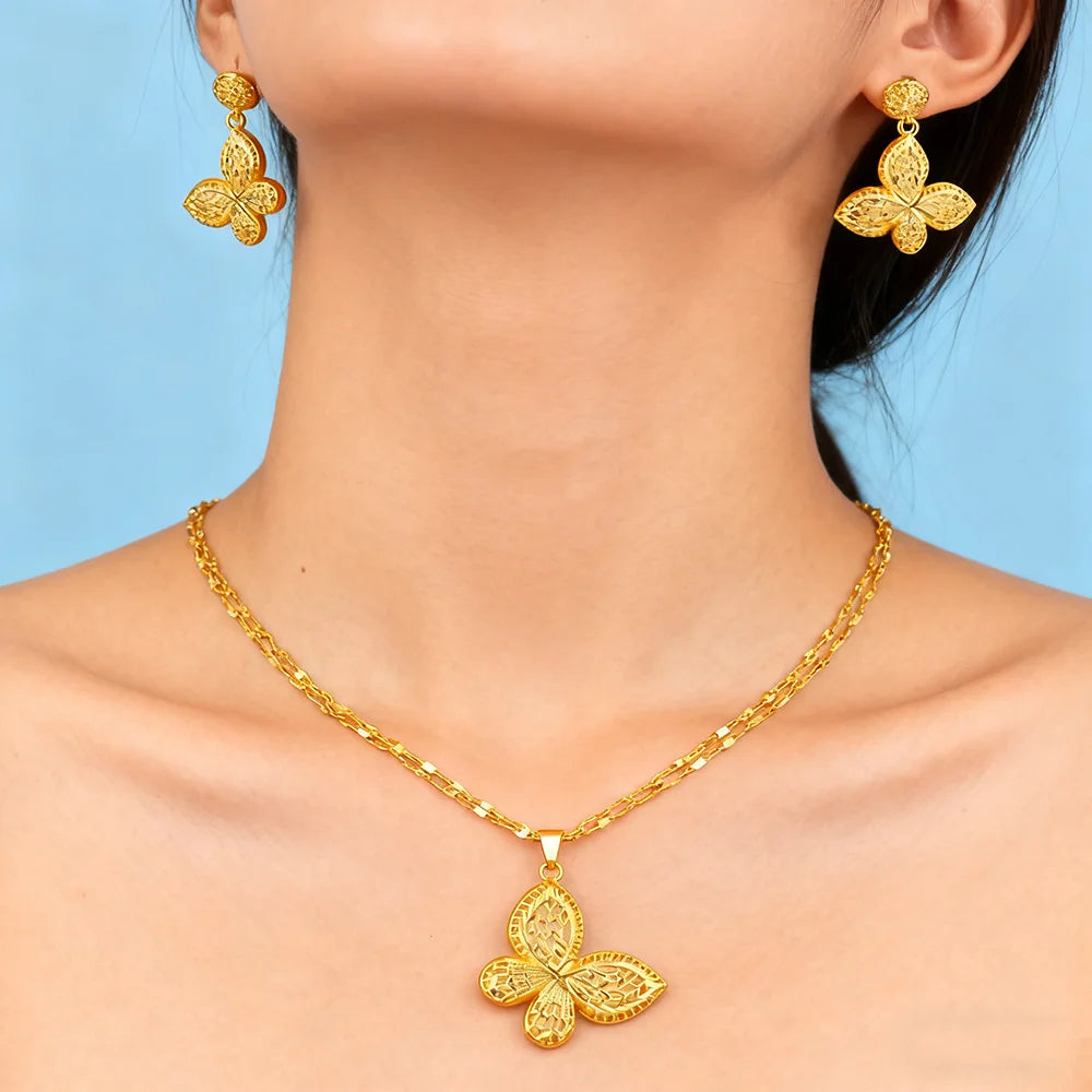 dubai gold jewelry set for women wedding party necklace earrings sets indian jewelry set free shipping bridal costume gifts