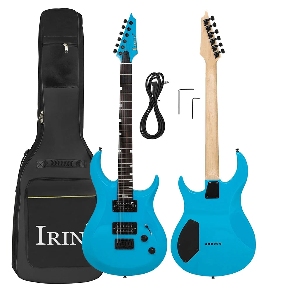 NUOVA chitarra elettrica IRIN 24 tasti 6 corde corpo Oguman manico in acero Guitarra elettrica colorata con cavo di collegamento chiave borsa