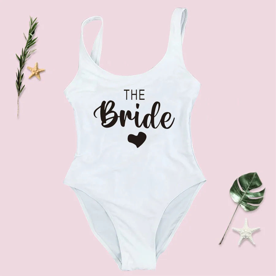 S-3XL costume da bagno intero donna Team Bride Summer Swimwear Higt Cut Low Back costume da bagno addio al celibato costume da bagno Beachwear