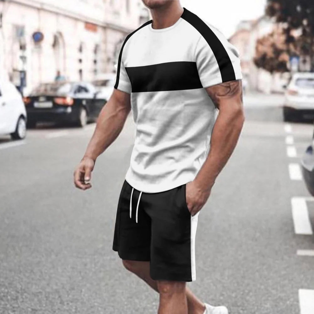 Completo Estivo da Uomo: T-shirt a Maniche Corte e Pantaloncini, Set 2 Pezzi per Casual e Sport, Ideale per Streetwear Quotidiano