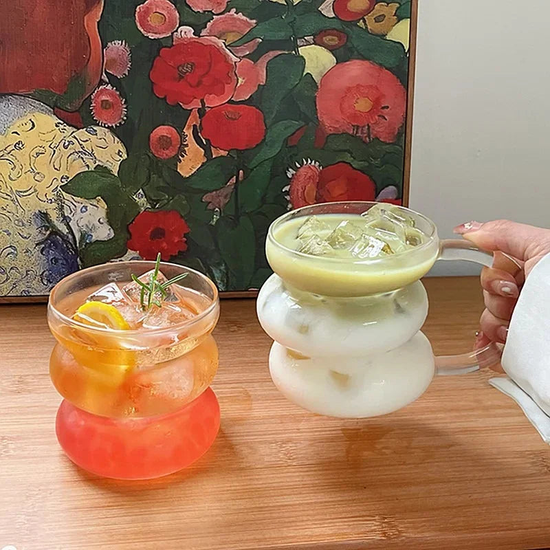 Ins Style tazza di vetro trasparente irregolare tazza da caffè resistente al calore bevande estive succo di birra tazza di acqua al latte tazze di vetro da Cocktail