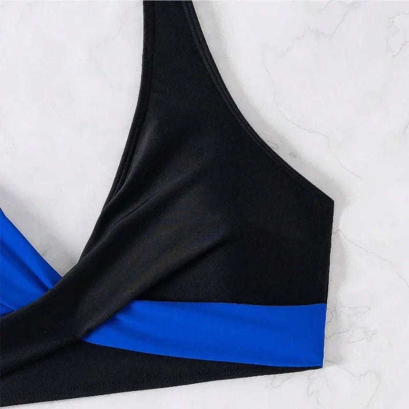 New Sexy Backless Bikini Cross Strap Color Collision Swimwear Women Split Bikini Set due pezzi costume da bagno Beachwear costume da bagno