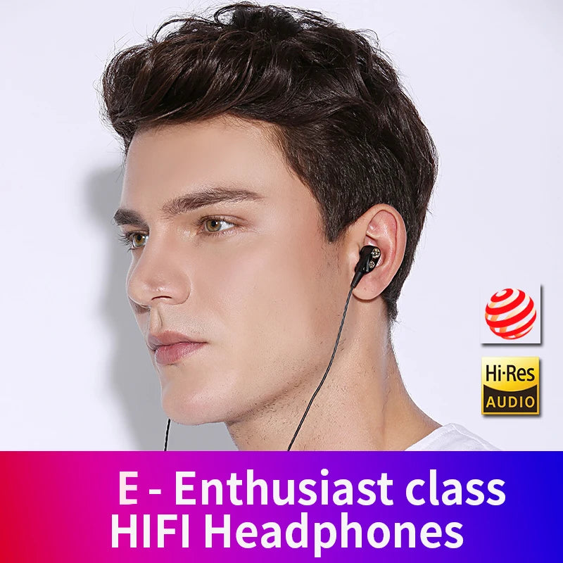 Cuffie a doppia bobina mobile AUX da 3,5 mm con microfono Cuffie dinamiche In-Ear Musica Giochi Sport Auricolari Bass Surround Suono scioccante