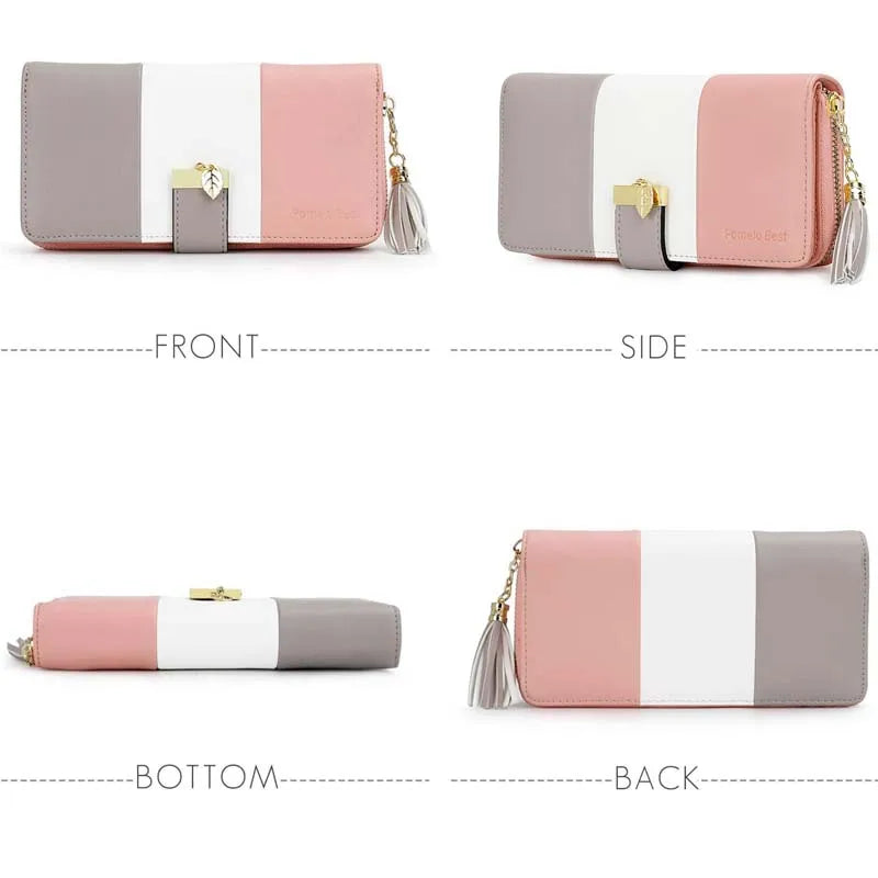 Pomelo Il miglior portafoglio da donna in tinta unita: cinturino da polso con pochette multi-carta in vera pelle con blocco RFID