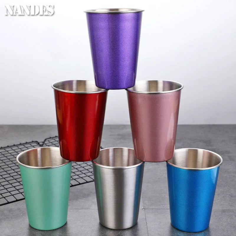 350/500ml Tazze in acciaio inossidabile Ufficio domestico Bar Cucina Bevande Bicchiere da caffè Tè Bere Boccale di birra Tazza da viaggio in metallo