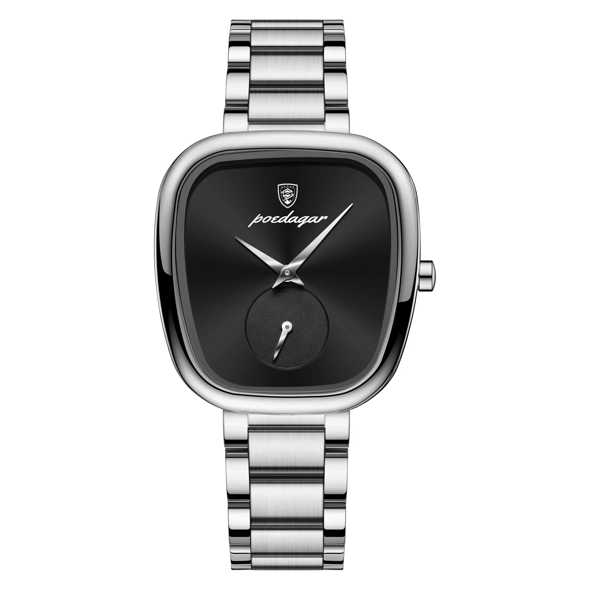 Women's Stainless Steel Waterproof Quartz Watch (Silver Black)-0