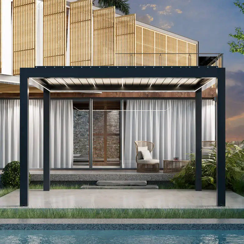 Gazebo esterno regolabile da giardino Pergola con persiana in alluminio motorizzata bioclimatica moderna personalizzata
