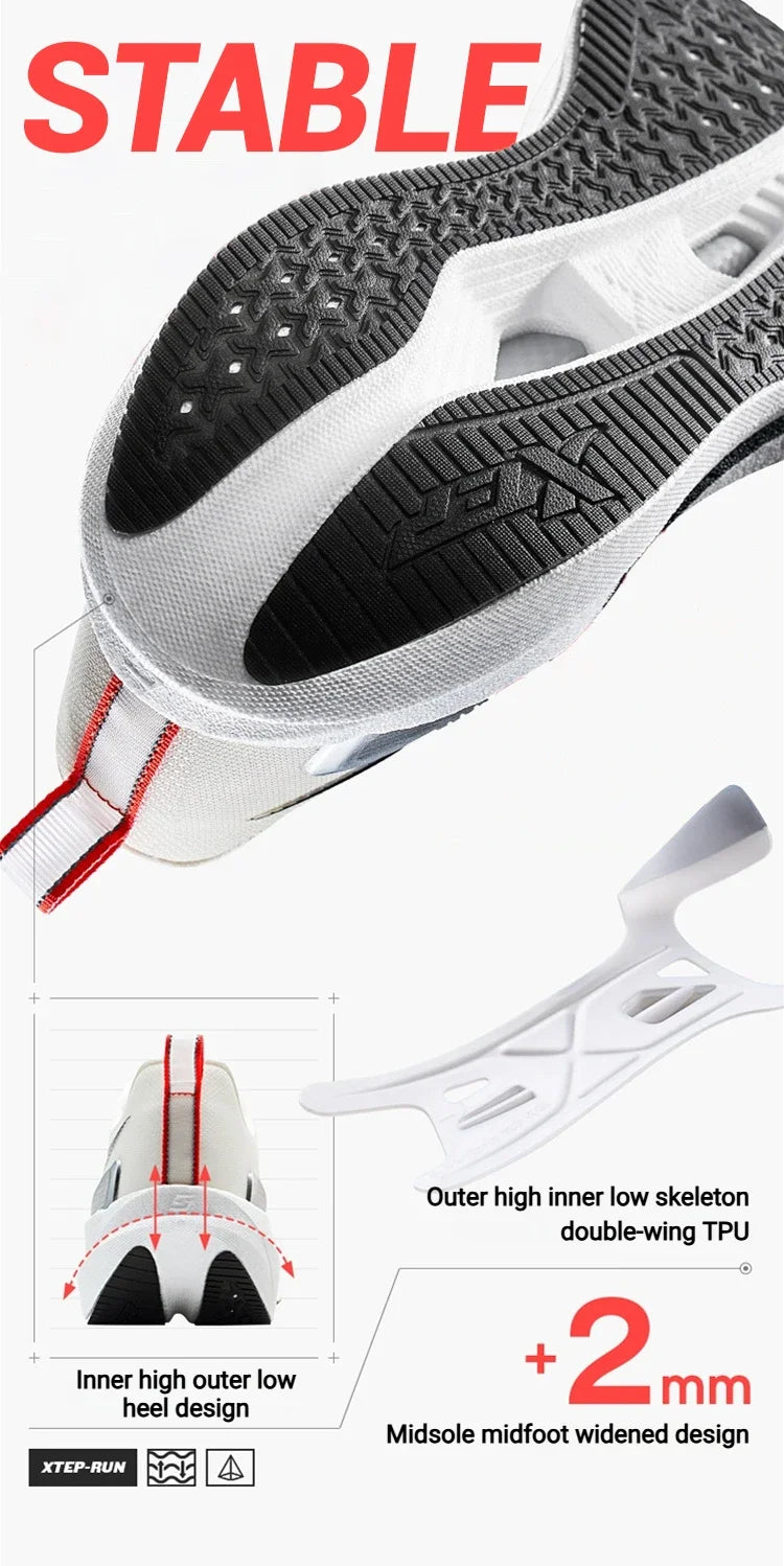 Xtep 2000 km 5.0 Scarpe da corsa Morbide scarpe da ginnastica universali Cuscino Durevole da jogging Scarpe leggere resistenti all'usura 874119110023