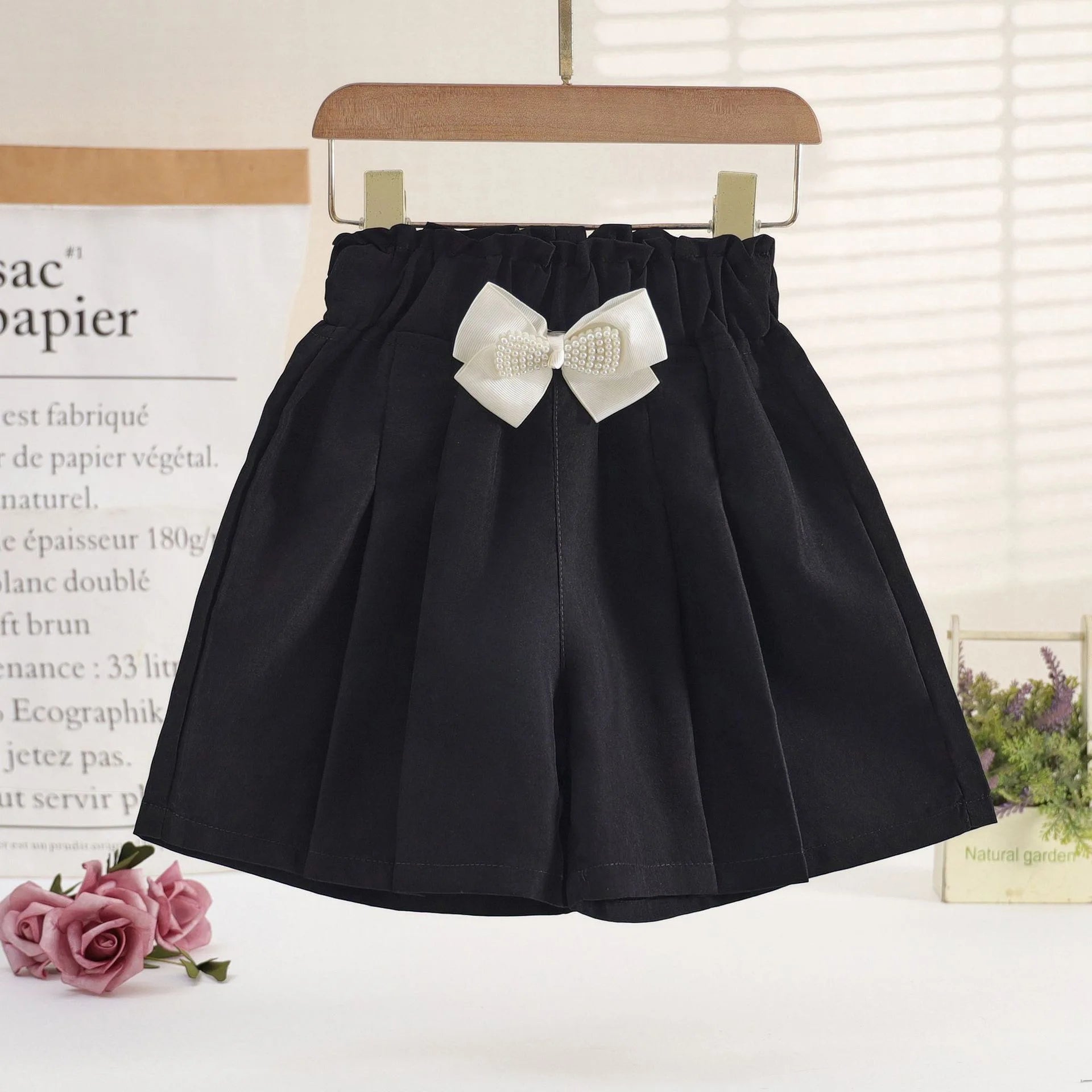 1/2/3 Pezzi Pantaloncini Larghi Estivi per Ragazze, Abbigliamento Casual da Esterno, Pantaloncini Sottili Traspiranti, Gonnellino con Fiocco, Abbigliamento Moda Bambina