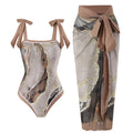 Costume da bagno bikini intero stampato digitale estivo nuovo su misura per donna Protezione solare conservatrice Gonna di garza monopezzo 2-P