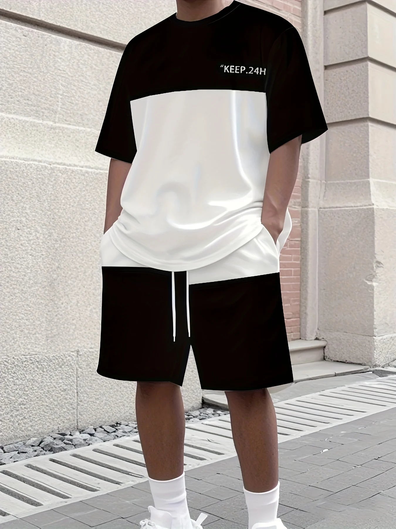 Completo Sportivo da Uomo Due Pezzi: T-Shirt Girocollo a Maniche Corte e Pantaloncini - Abbigliamento da Corsa Uomo Taglie Forti - T-Shirt Estiva da Uomo