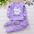 Vestiti per la casa della neonata pigiama pantaloni lunghi t-shirt biancheria intima del fumetto 2 pezzi modello gatto del fumetto vestiti per ragazze vestito da 0 a 6 anni