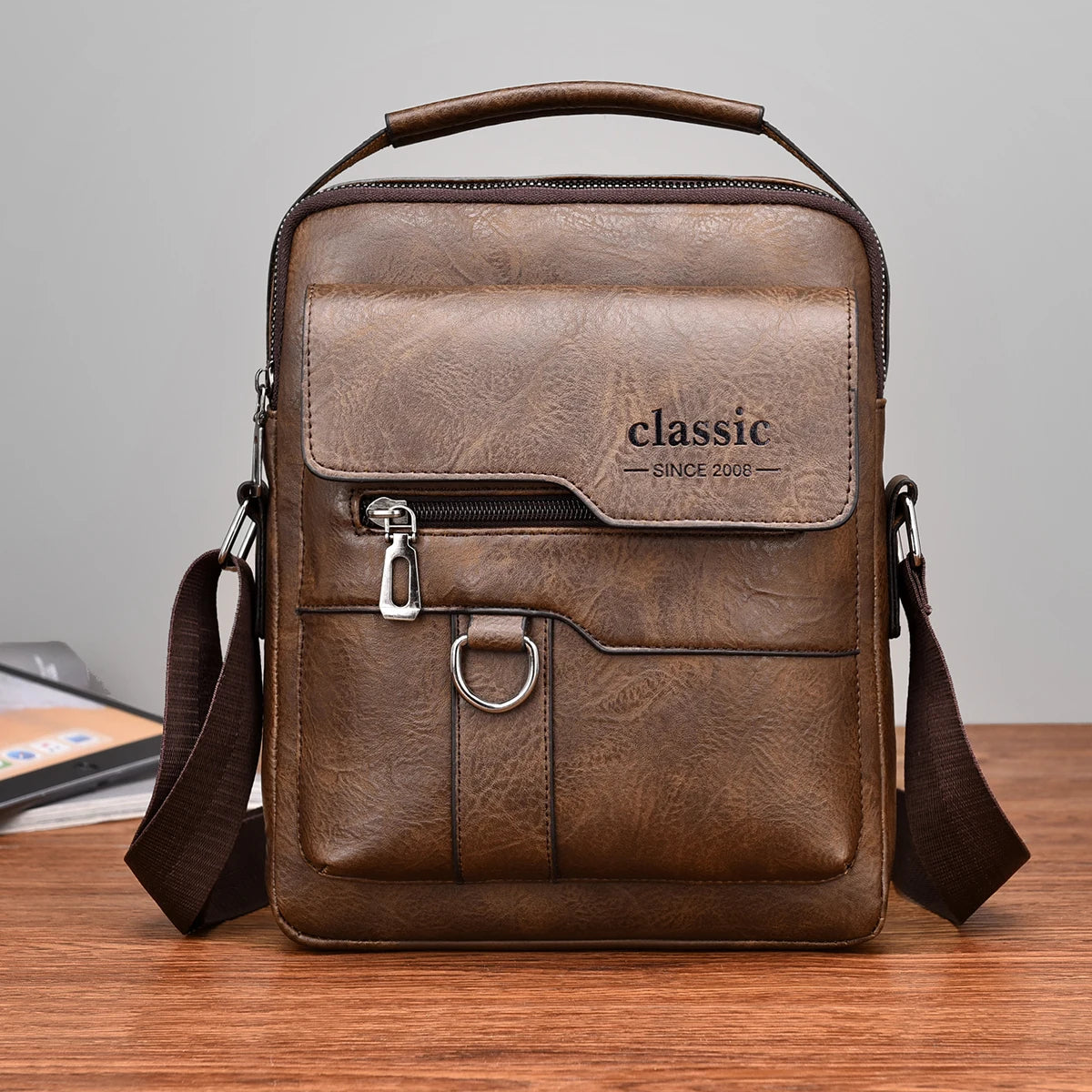 2024 nuova borsa a tracolla da uomo di marca di lusso borsa a tracolla in pelle per borse da uomo borse laterali a tracolla di grande capacità da lavoro marrone
