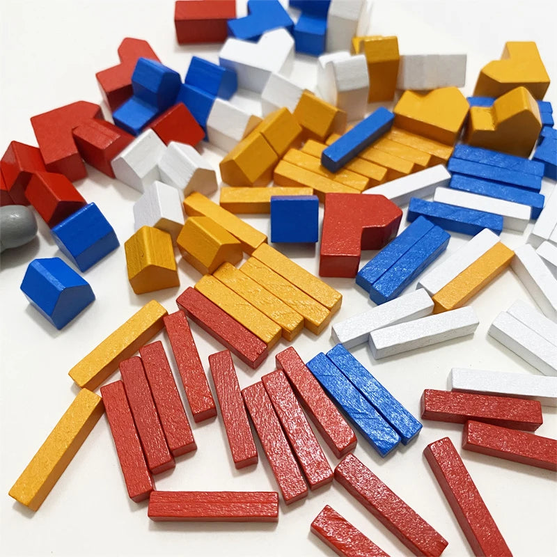 97 pezzi/set Way/House/City/Pezzi da gioco in legno Pezzi degli scacchi colorati per accessori per giochi da tavolo